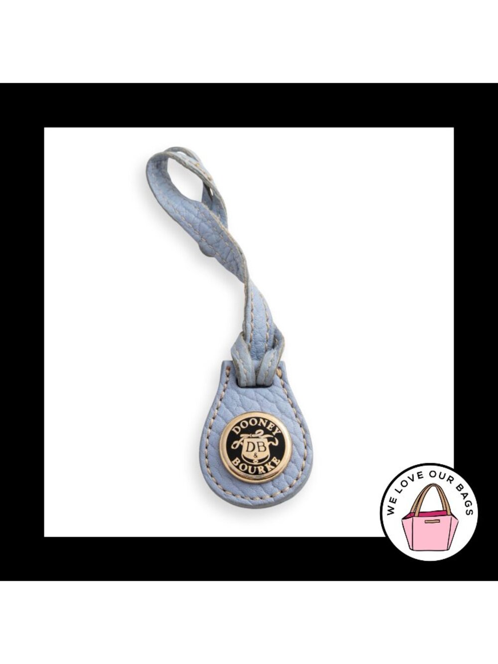 Y2K Vintage DOONEY & BOURKE Bag Charm Blue Leather Hang Tag Keychain Fob